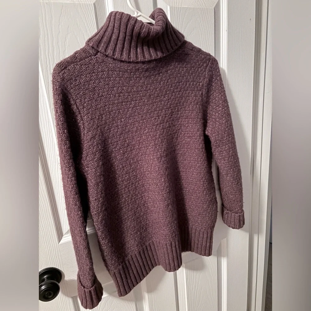 Eddie Bauer Plum Cable Knit Turtleneck Sweater - Picture 2 of 4